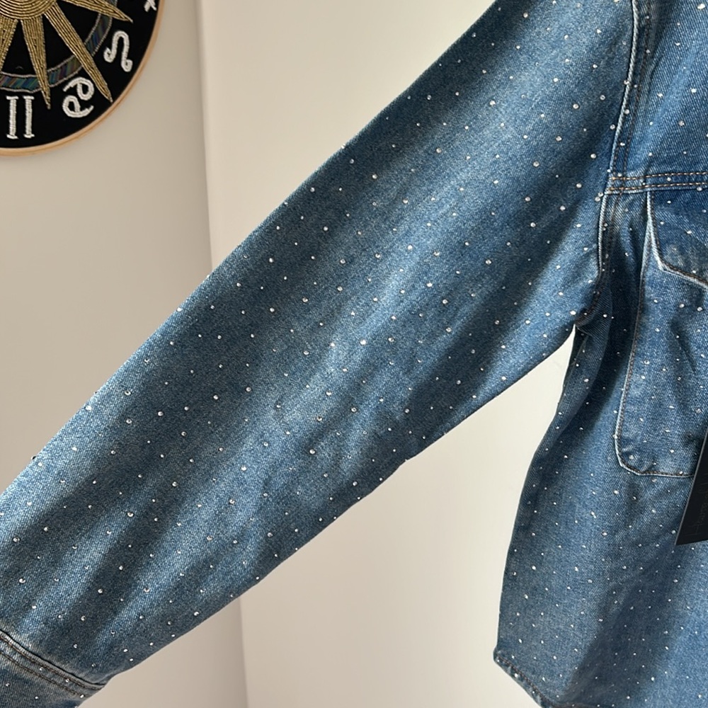 House of Harlow 1960 Denim Crystal Button Down Shirt/ Jacket - Picture 7 of 9